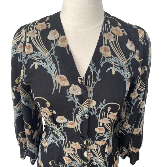 Nanushka Floral Maxi Dress Size Small Button Down Long Sleeve NWT Net-a-Porter - Picture 3 of 10